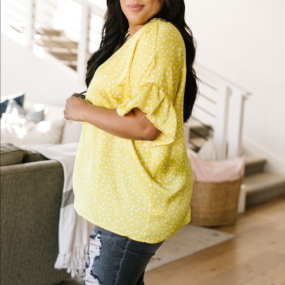 Silky Spots Ruffle Sleeve Blouse In Honey - Picture 5 of 7